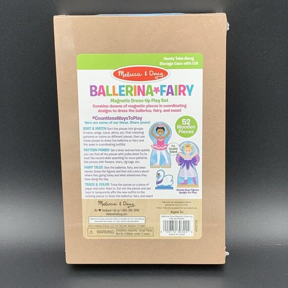 Melissa & Doug Ballerina Fairy Magnetic Dress-Up Play Set Wooden Storage Case - Picture 2 of 3